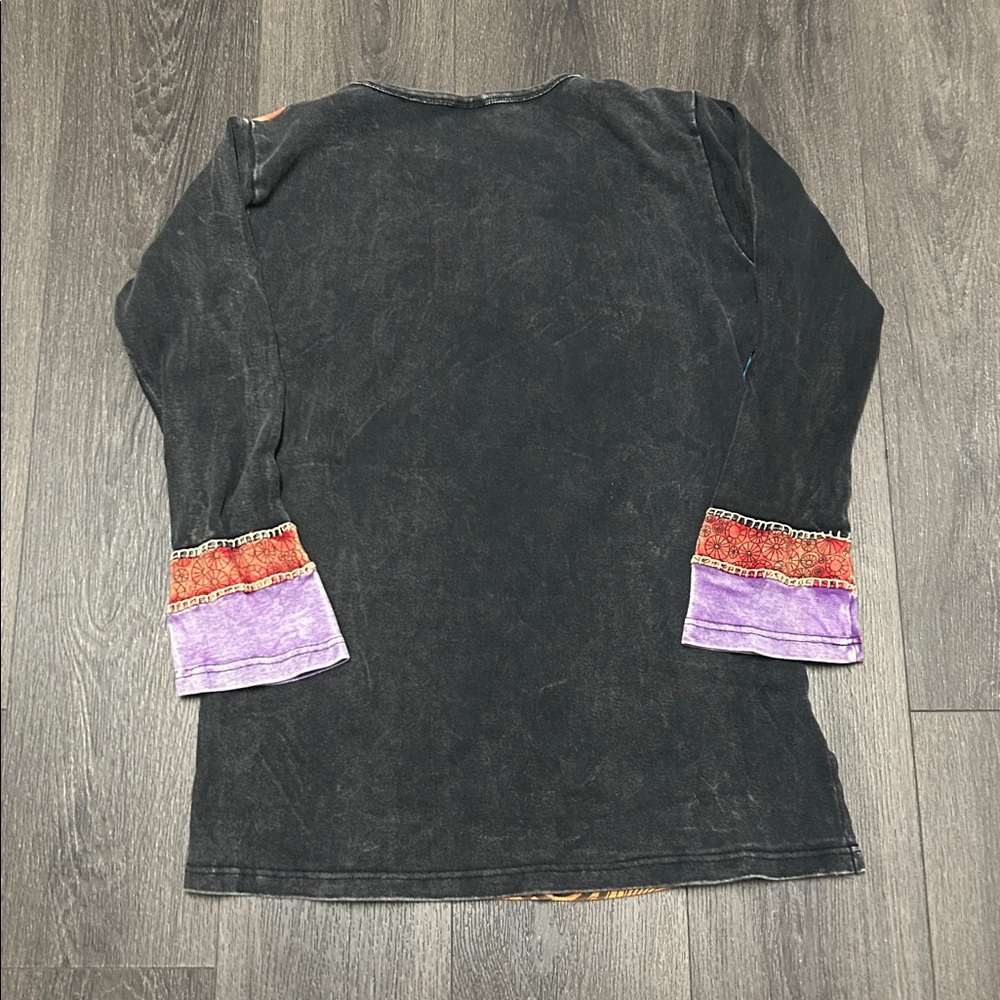 India Boutique Multicolor Boho Patchwork Tunic Top - image 5